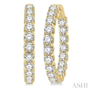 10 ctw Round Cut Diamond In-Out Hoop Earring in 14K Yellow Gold