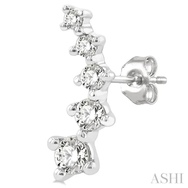 1/4 Ctw Round Cut Diamond Petite Fashion Climbers in 14K White Gold