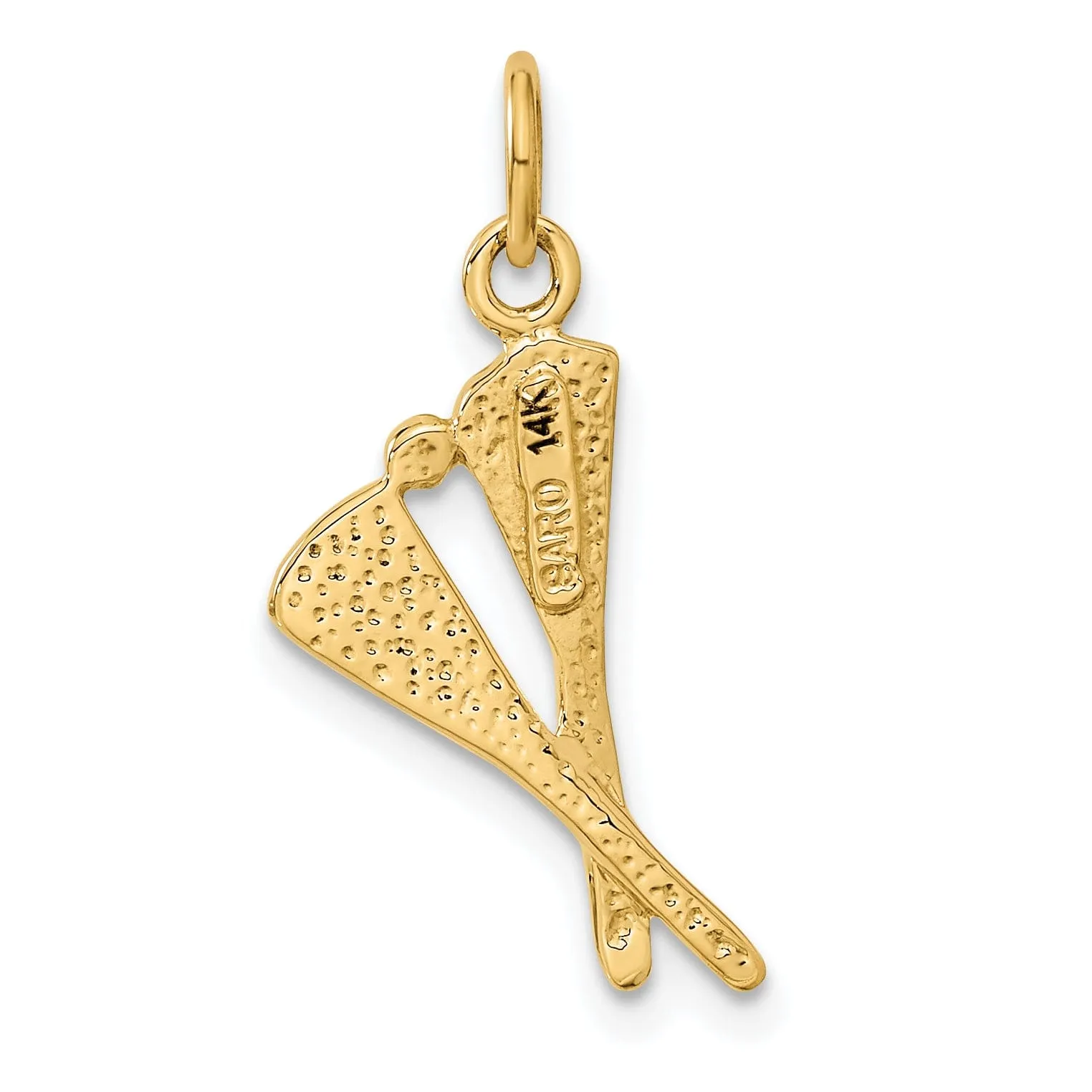 14k Yellow Gold Lacrosse Sticks Ball Pendant