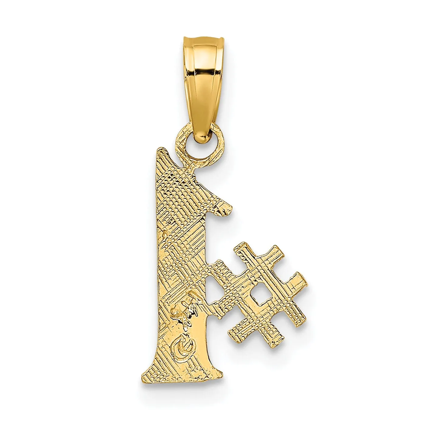 14K Yellow Gold Polished #1 Charm Pendant