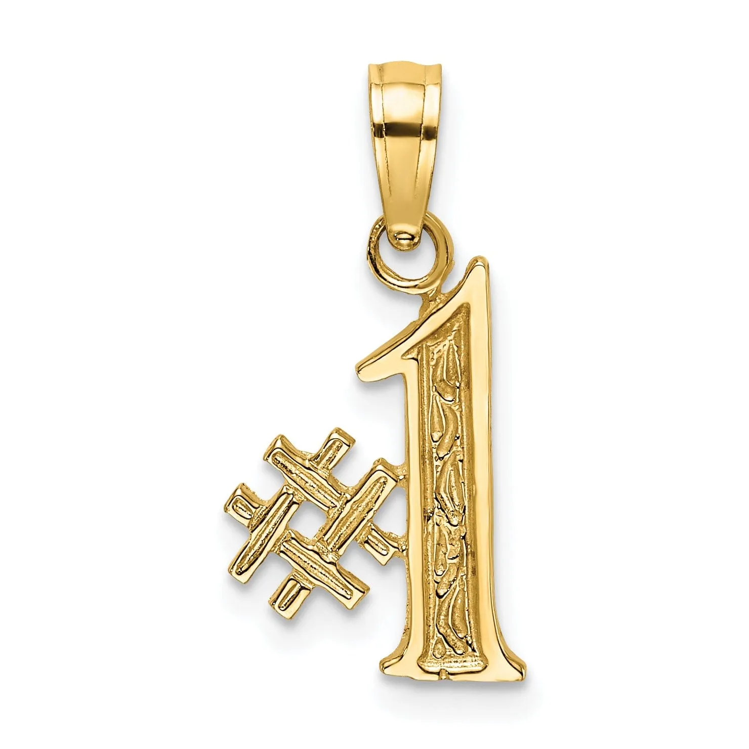 14K Yellow Gold Polished #1 Charm Pendant