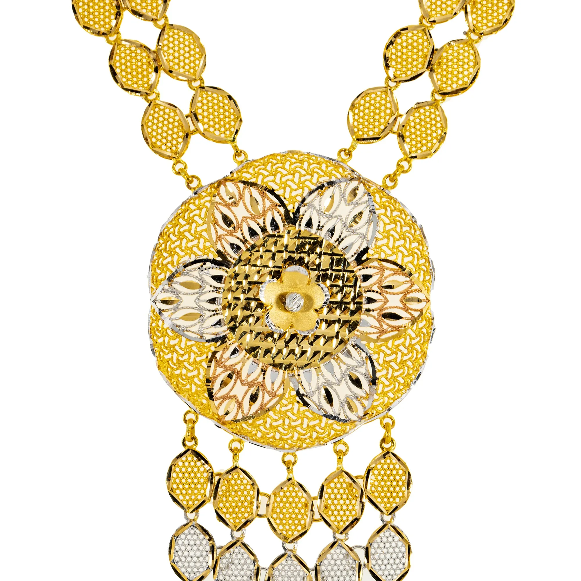 22K Yellow Gold Bimala Necklace & Earrings Set (51.3 grams)