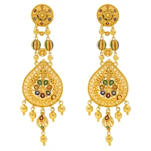 22K Yellow Gold Meenakari Earrings (21.2gm)