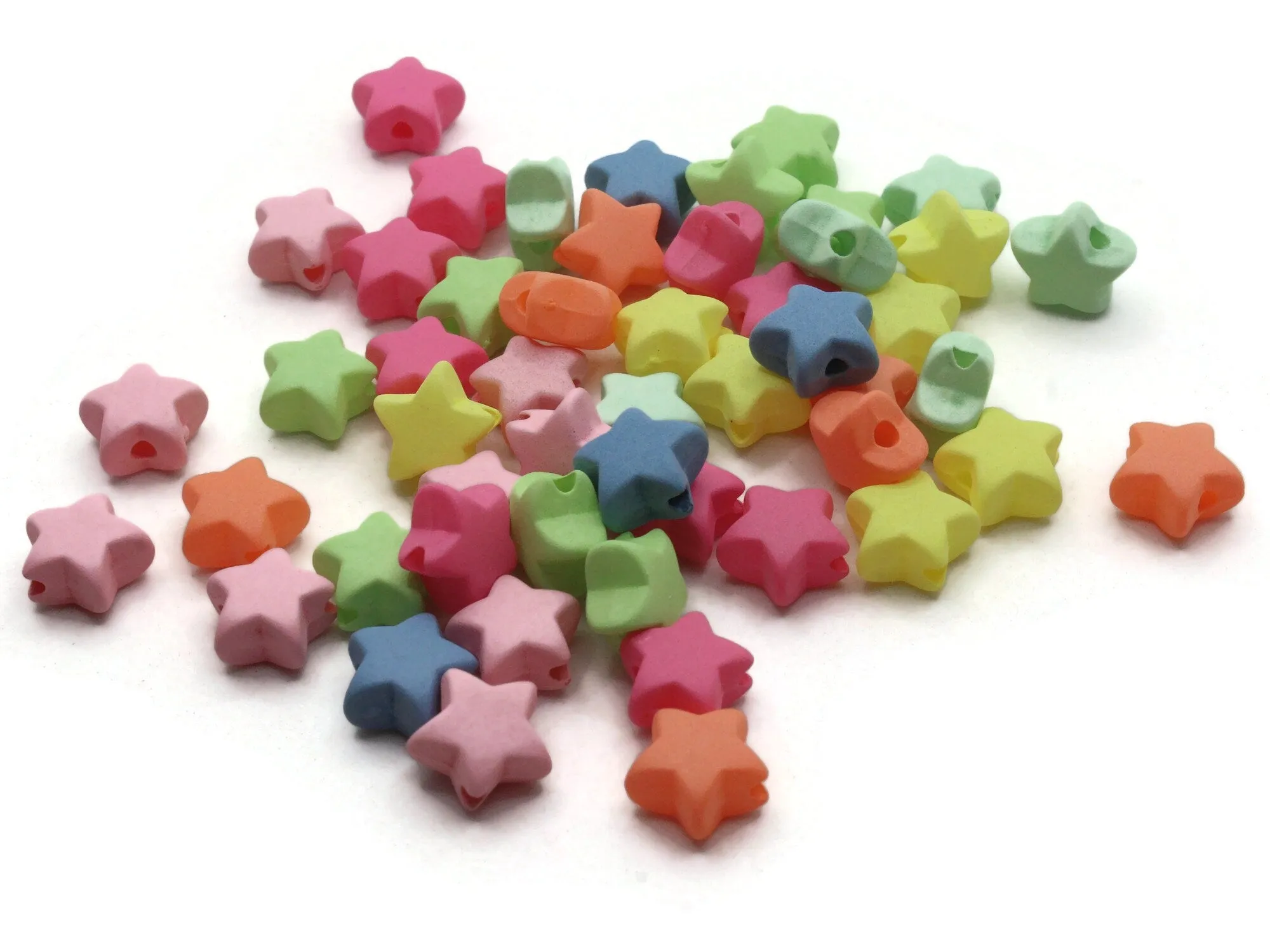 50 11mm Mixed Neon Colors Puffed Star Plastic Beads