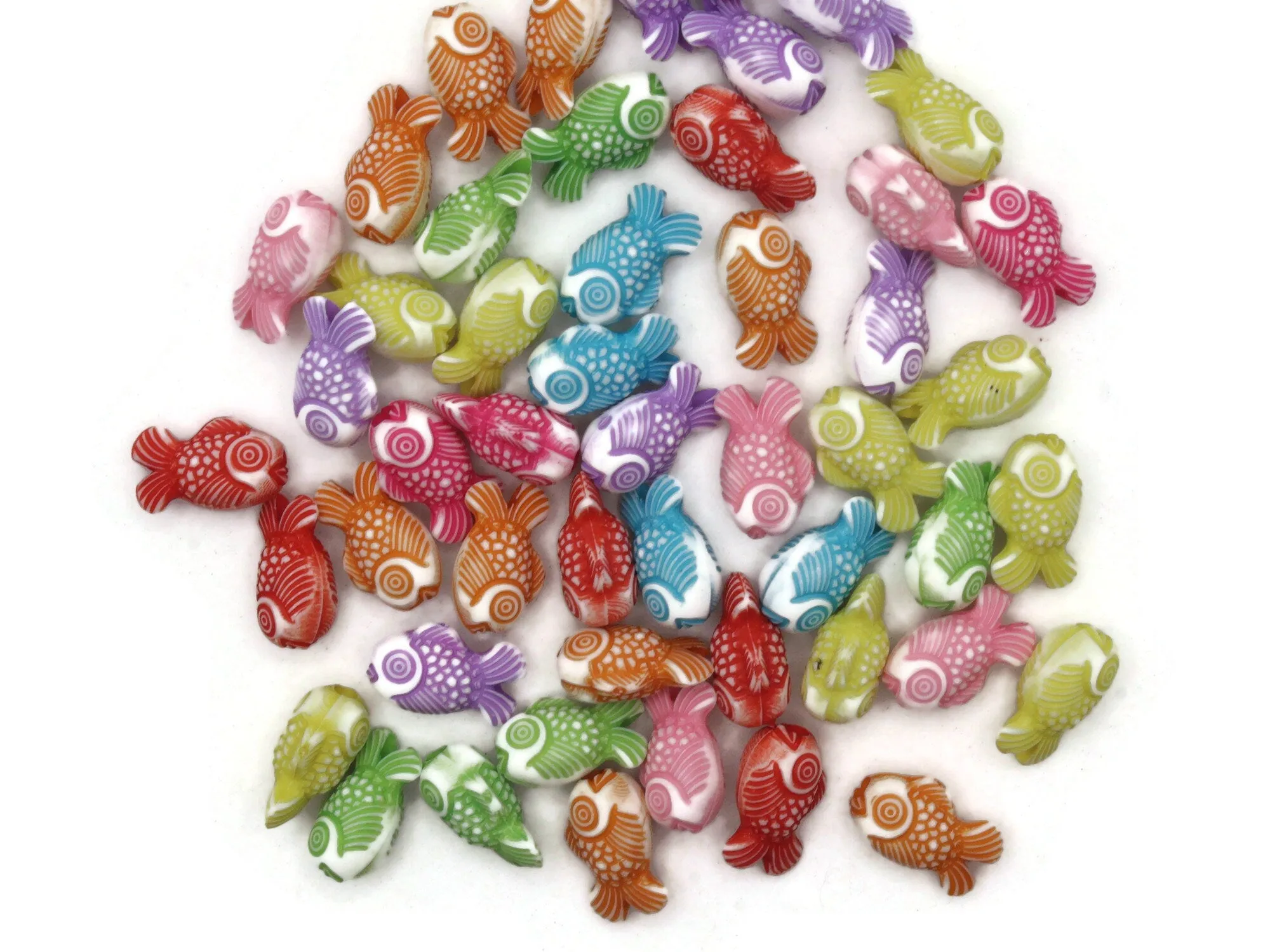 50 15mm Mixed Colors Plastic Fish Beads