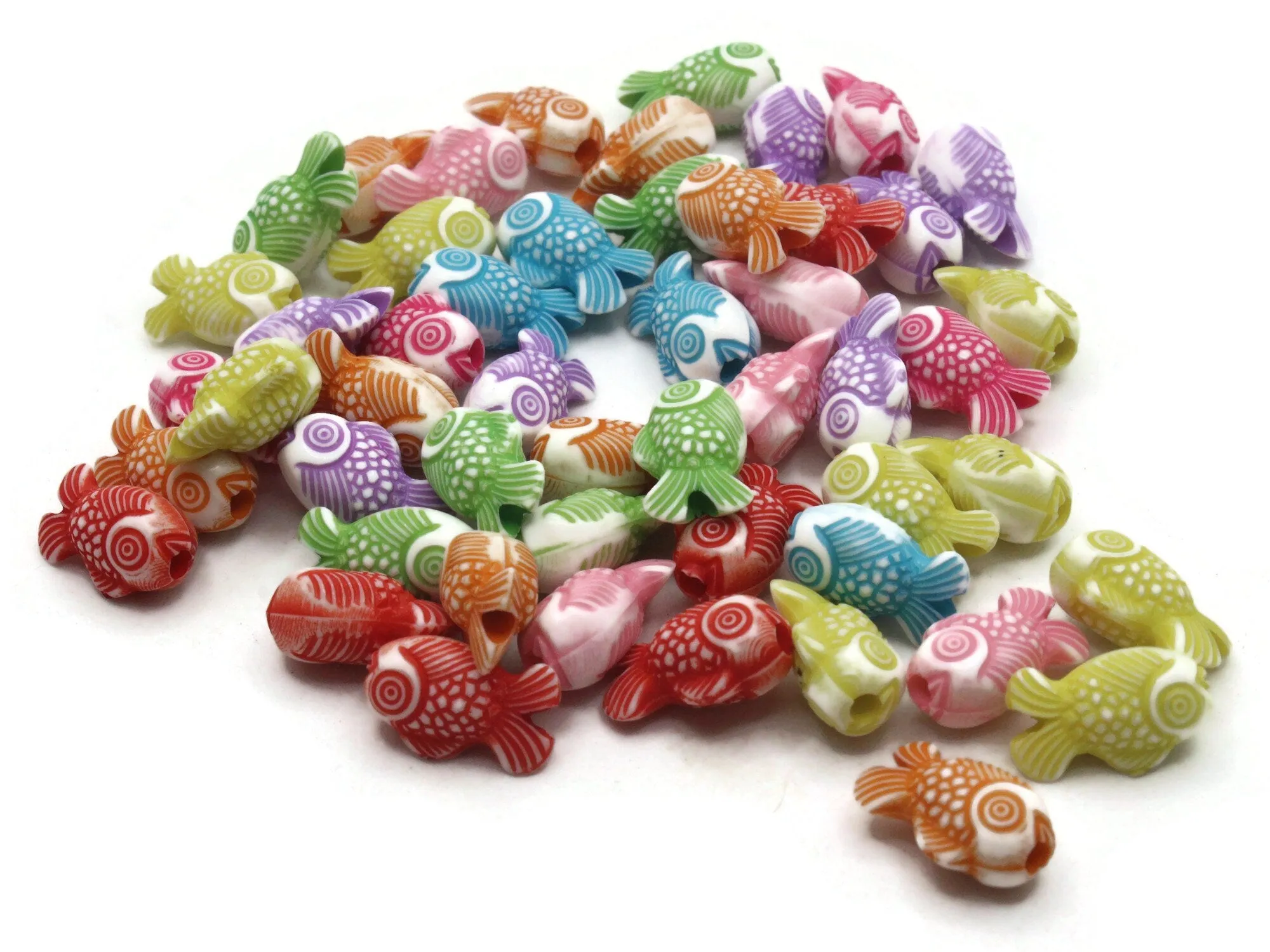 50 15mm Mixed Colors Plastic Fish Beads