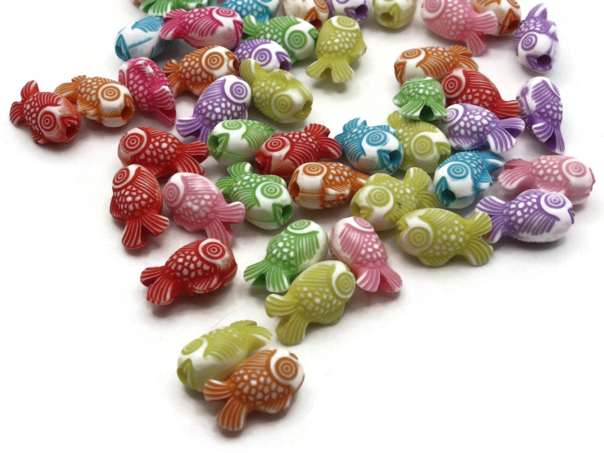 50 15mm Mixed Colors Plastic Fish Beads