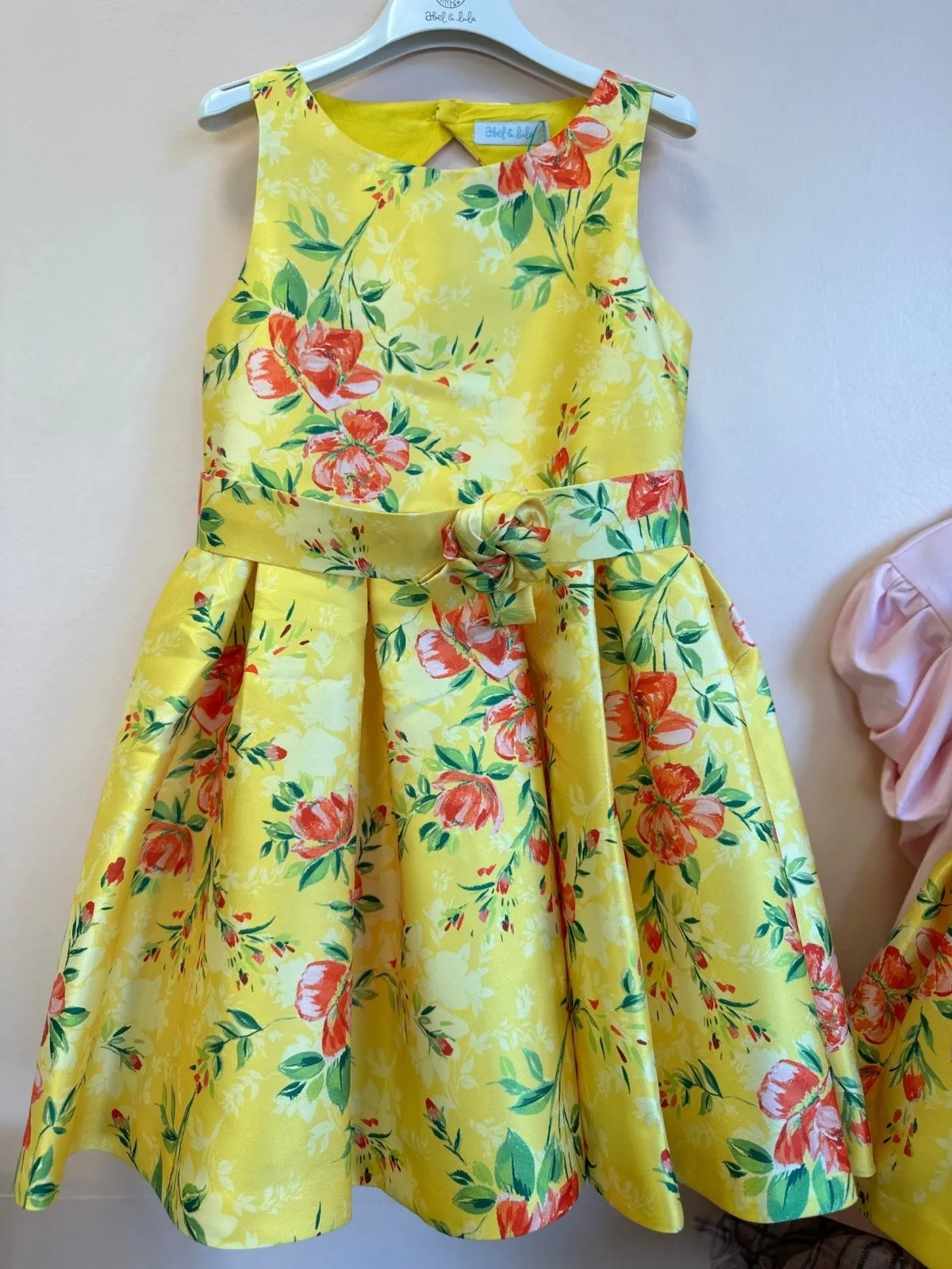 Abel & Lula Girls Youth Yellow Floral Mikado Dress