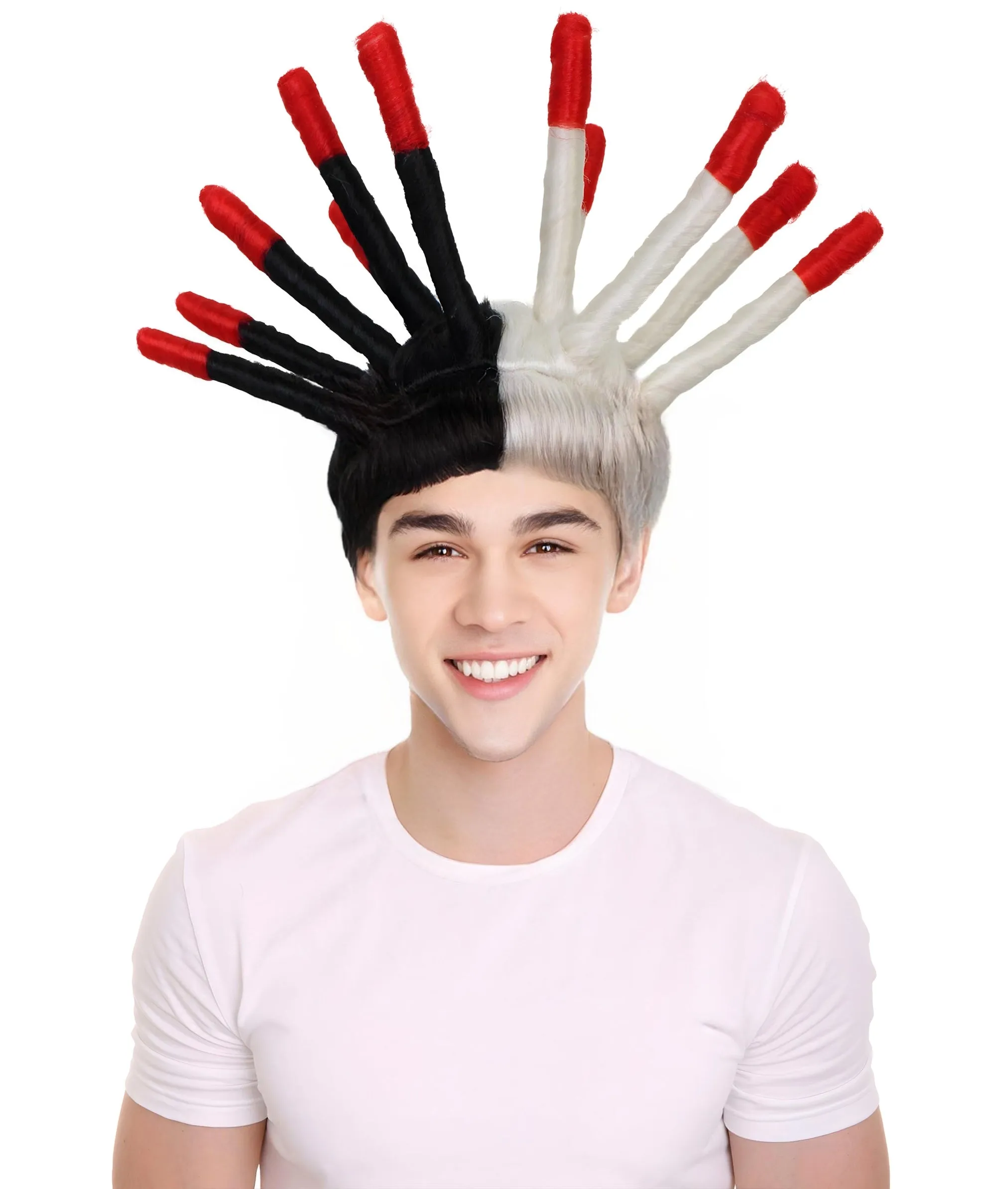 Adult Men's Rapper Spiky Dreadlocks & Multiple Color  Tips Wig | Perfect For Halloween | Flame-Retardant Synthetic Fiber