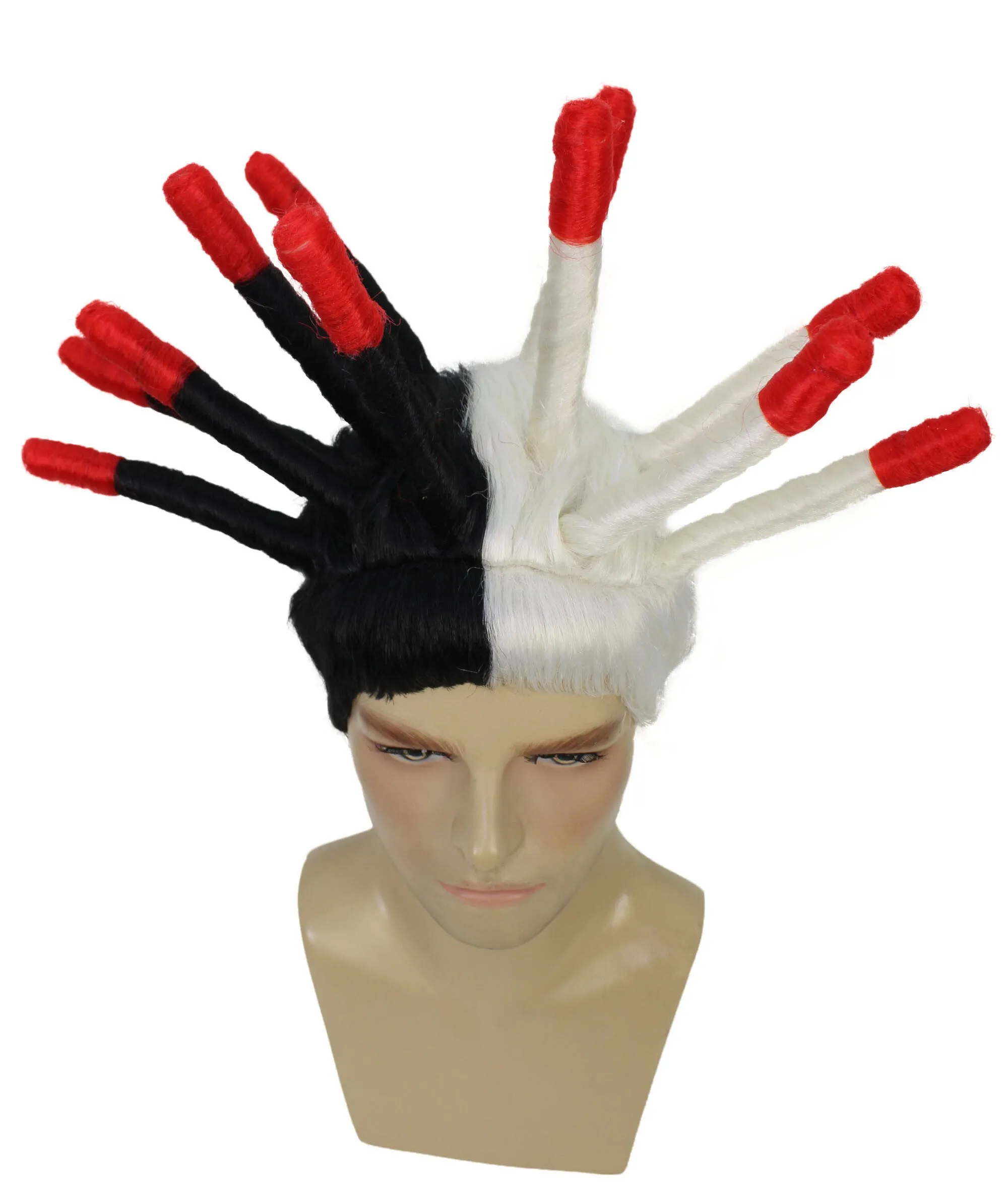 Adult Men's Rapper Spiky Dreadlocks & Multiple Color  Tips Wig | Perfect For Halloween | Flame-Retardant Synthetic Fiber