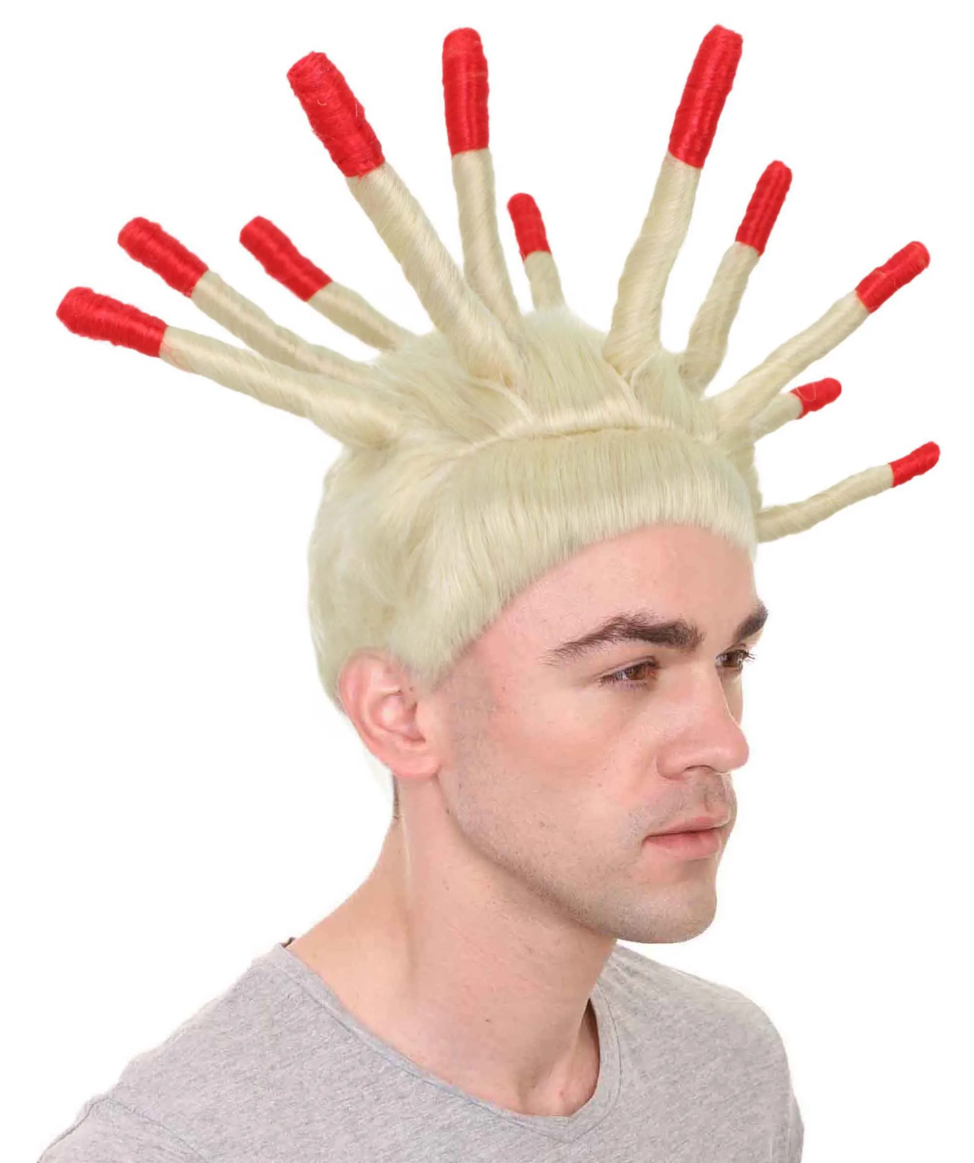 Adult Men's Rapper Spiky Dreadlocks & Multiple Color  Tips Wig | Perfect For Halloween | Flame-Retardant Synthetic Fiber