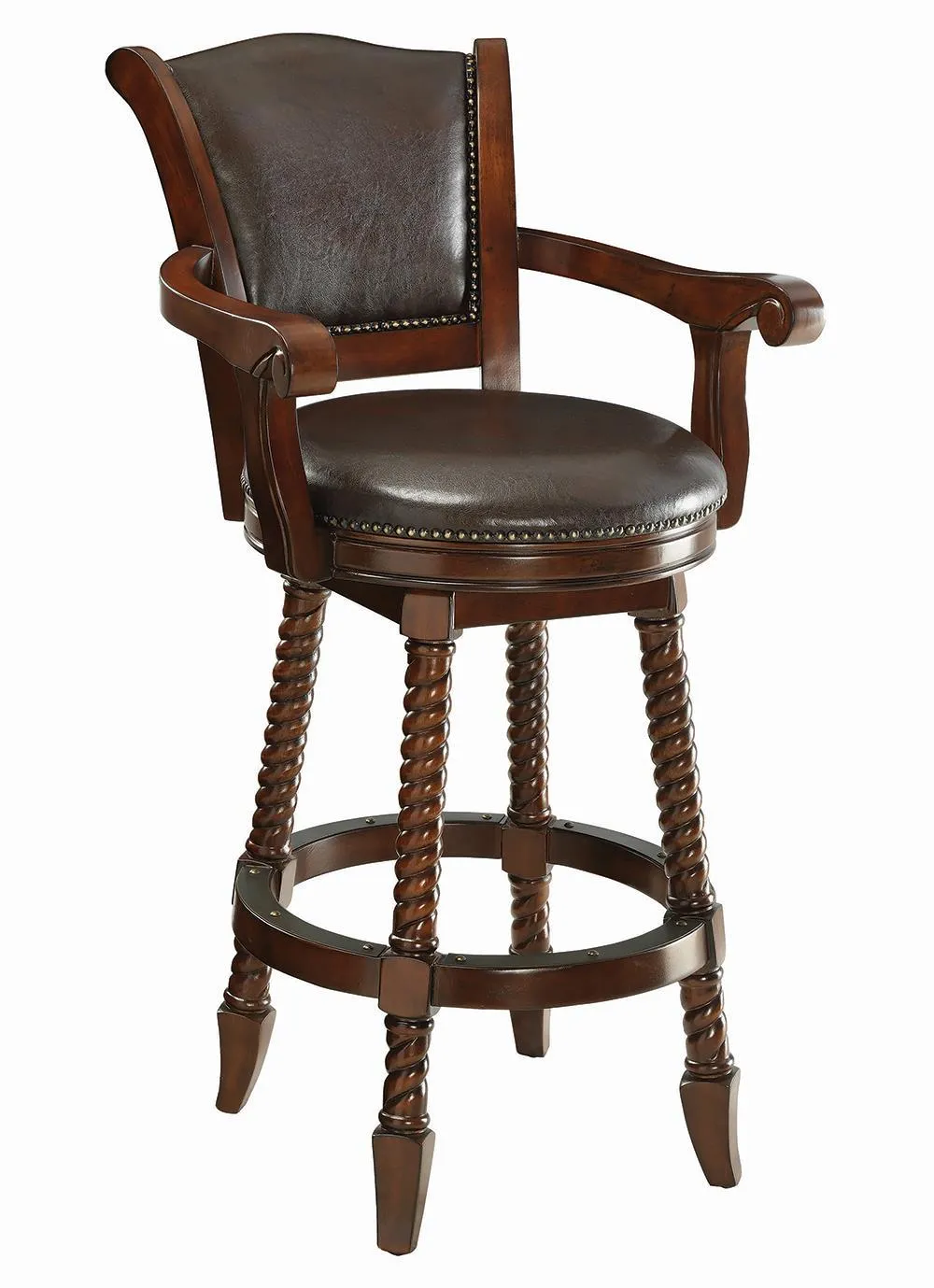 Bar Units: Traditional/transitional - Brown - Swivel Upholstered Bar Stool Brown