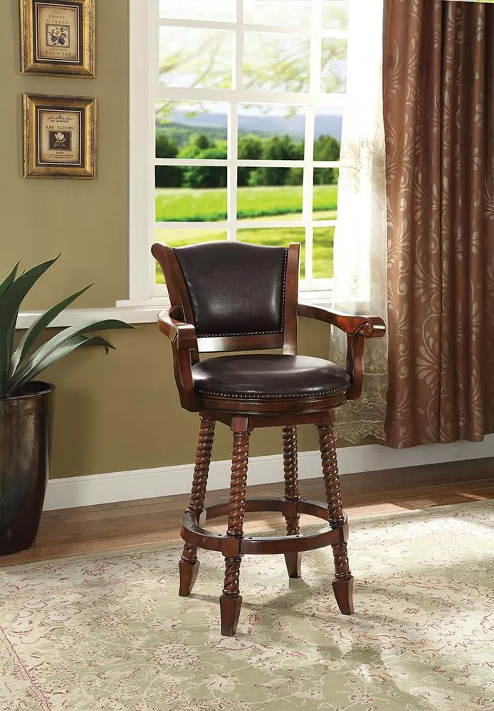 Bar Units: Traditional/transitional - Brown - Swivel Upholstered Bar Stool Brown