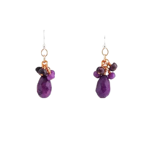 Barse Violet Bouquet Cluster Earring