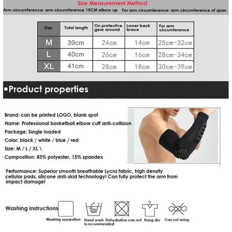 Basketball Sleeve Cellular Anti-collision Anti-slip Compression Elbow Protective Gear, Size:L(Black)