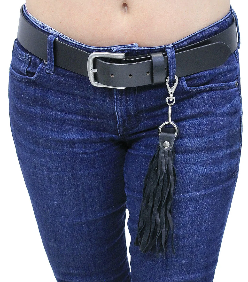 Black Genuine Leather Fringe Key Chain #KC1800K