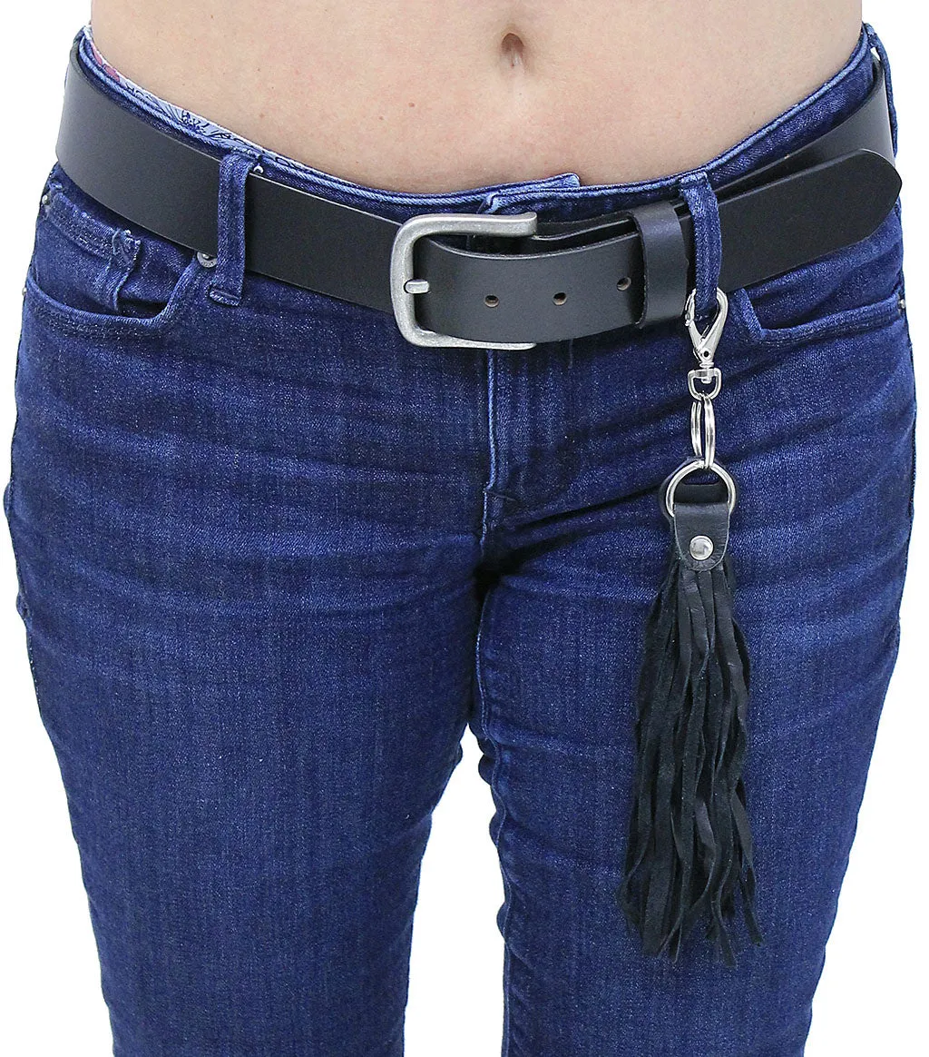 Black Genuine Leather Fringe Key Chain #KC1800K