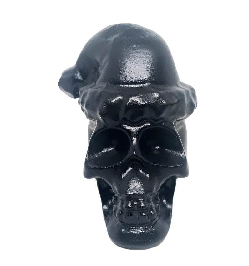 Black Obsidian Crystal Skull with Santa Hat