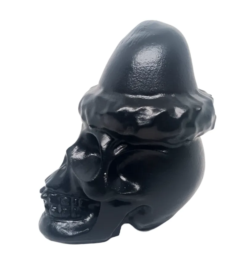 Black Obsidian Crystal Skull with Santa Hat