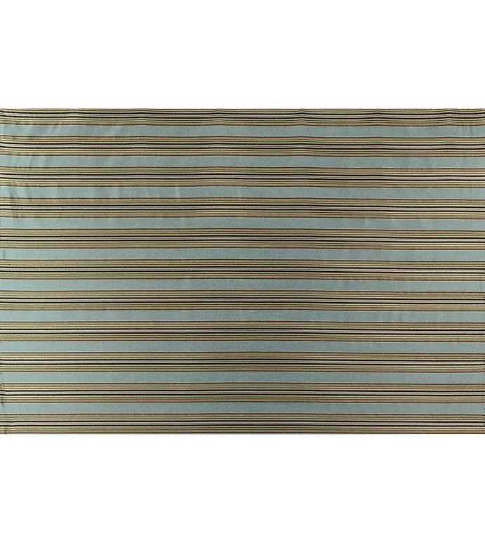 Blue Woven Traditional Stripe Upholstery Fabric 54"