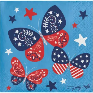 Bulk Dolly Parton Patriotic Butterflies Paper Beverage Napkins (Case of 192)