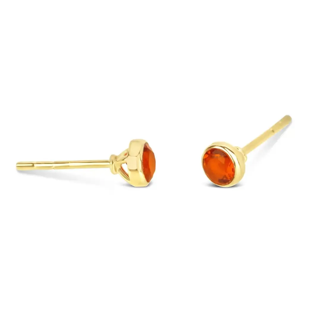 Carnelian Mini Stud Earrings Gold July Birthstone