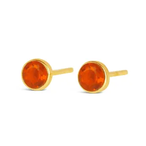 Carnelian Mini Stud Earrings Gold July Birthstone