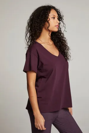 CHA Perfect Plum V-Neck Tee