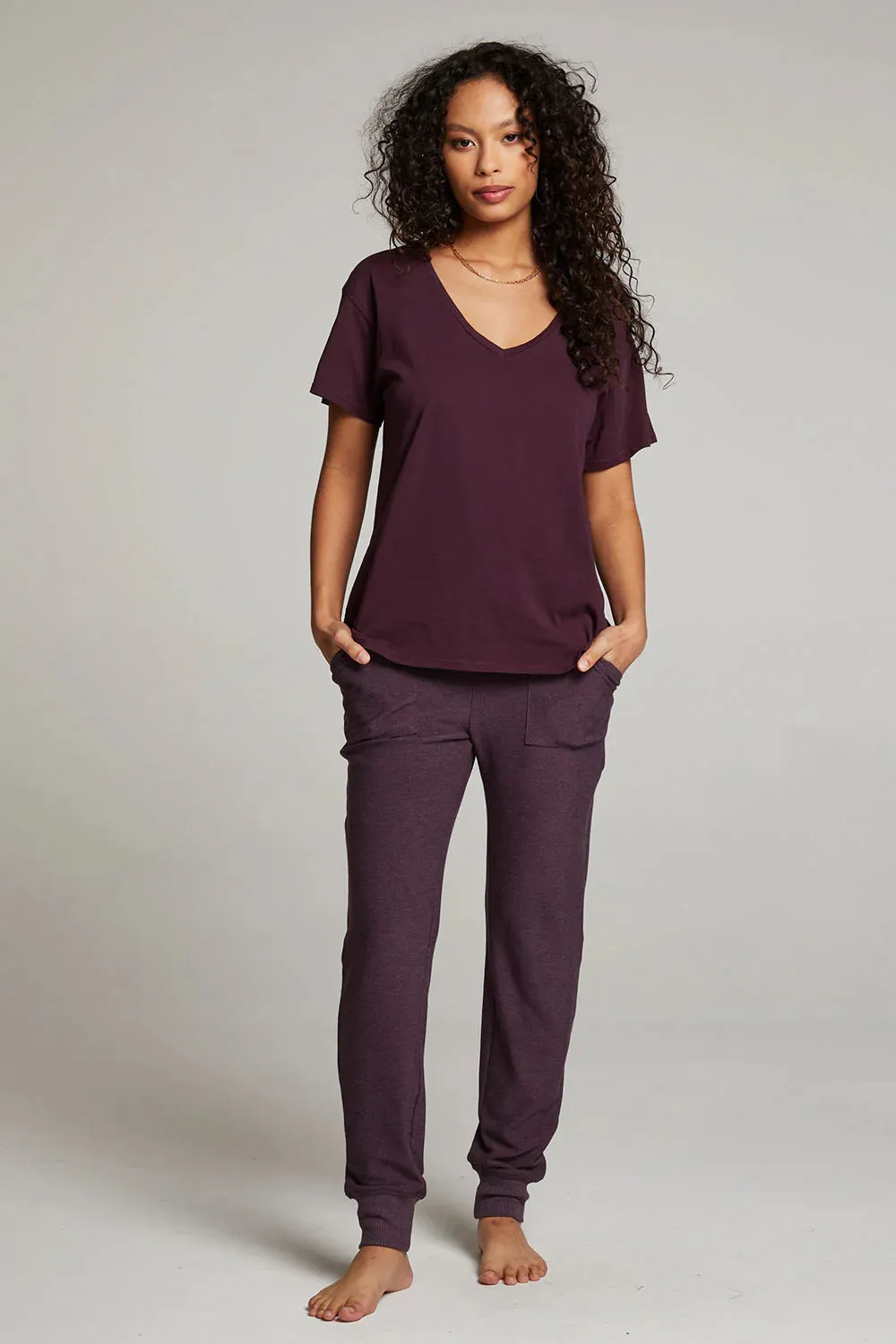 CHA Perfect Plum V-Neck Tee