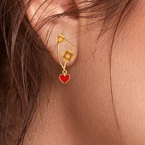 Charming 22k Gold Flowers And Heart Geometric Designer Earrings From Pc Chandra Jewellers