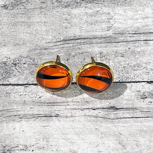 Cincinnati Bengals Tiger Stripe Stud Earrings (GOLD OR SILVER)