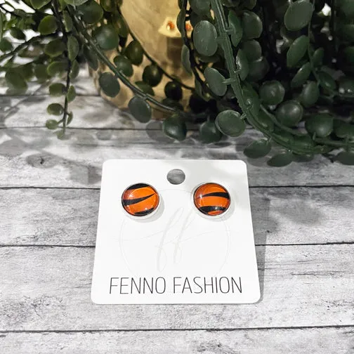 Cincinnati Bengals Tiger Stripe Stud Earrings (GOLD OR SILVER)