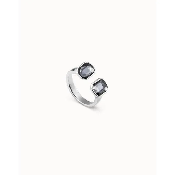 Closing Doors Grey Faceted Crystal Ring