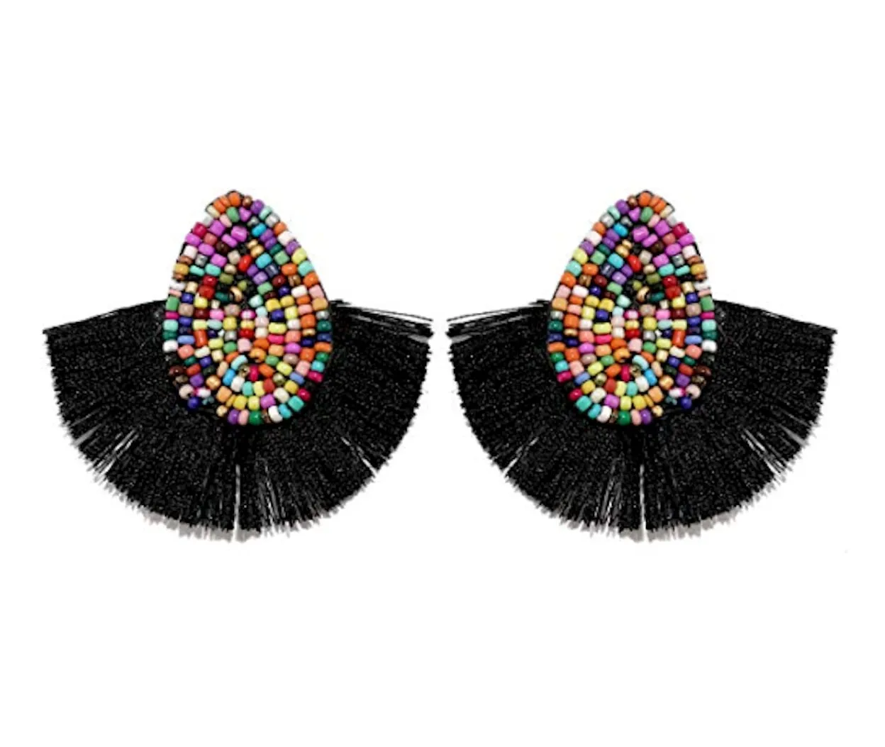 Colorful Beaded Waterdrop Tassel Earrings