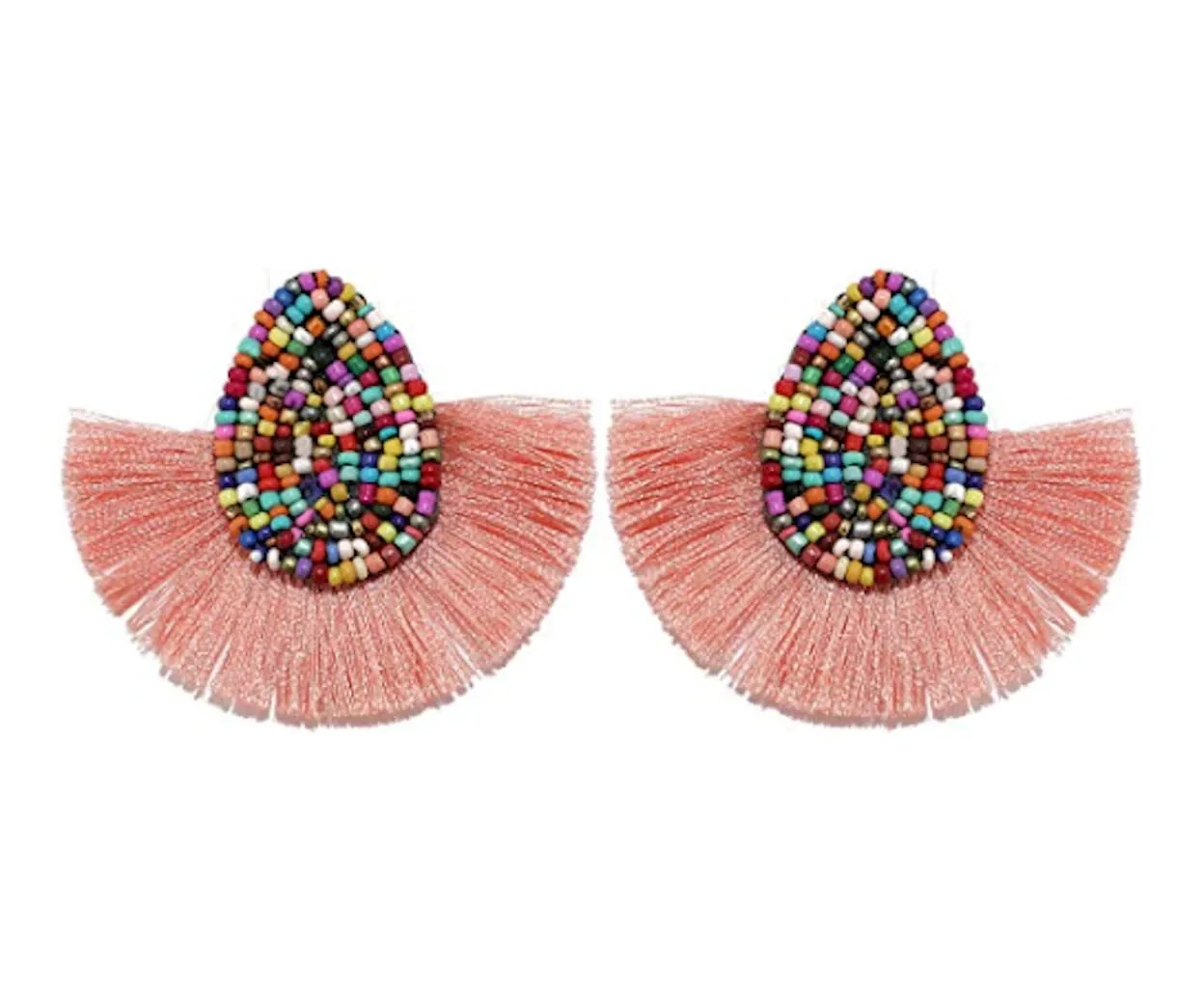 Colorful Beaded Waterdrop Tassel Earrings