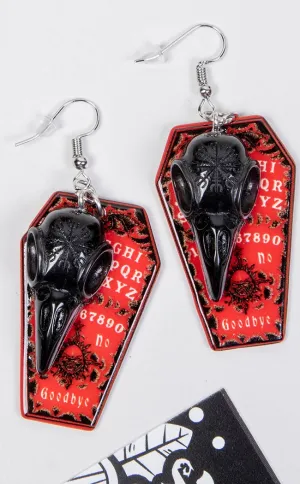 Dark Portents Red Raven Earrings