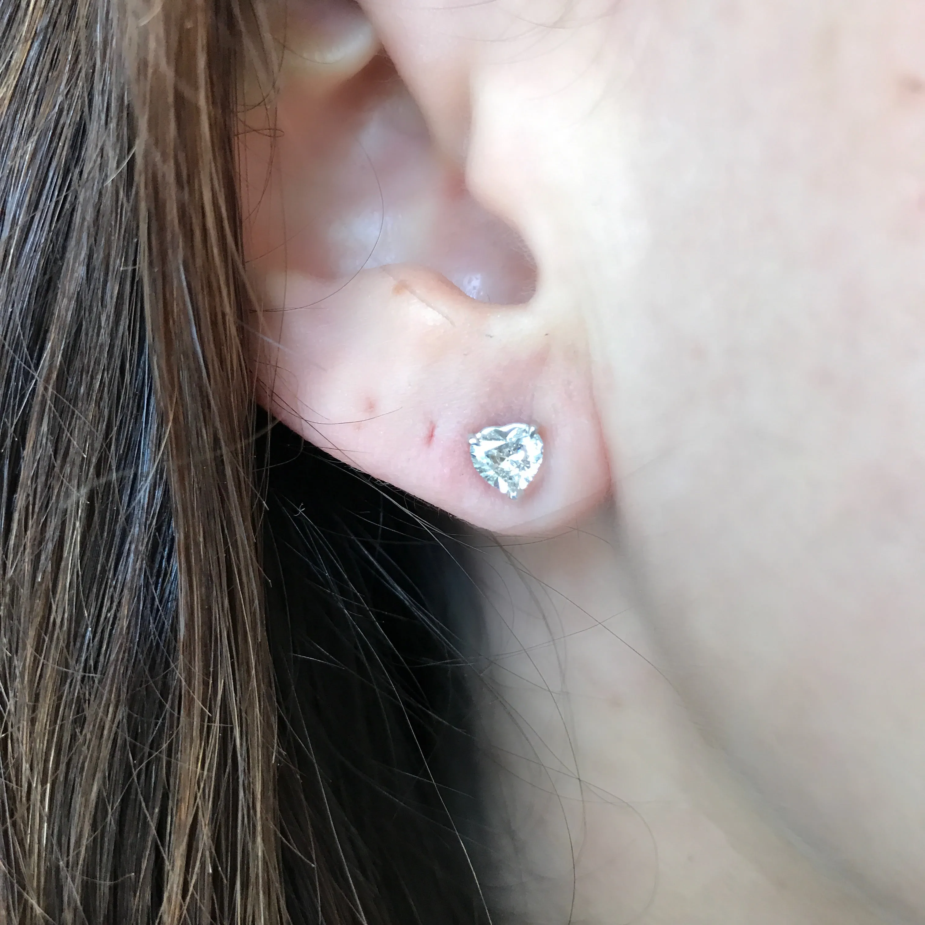 Diamond Heart Stud Earrings