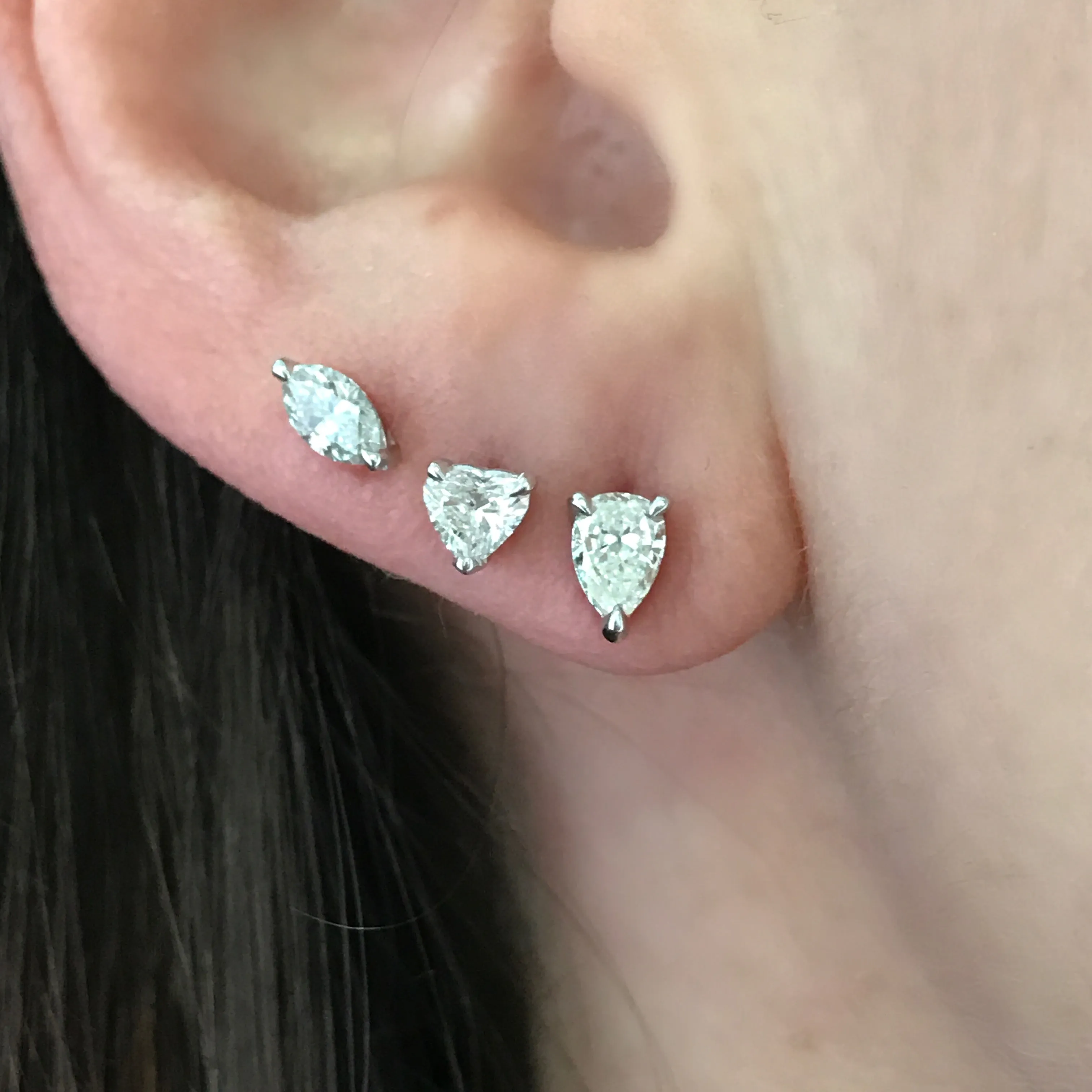 Diamond Heart Stud Earrings