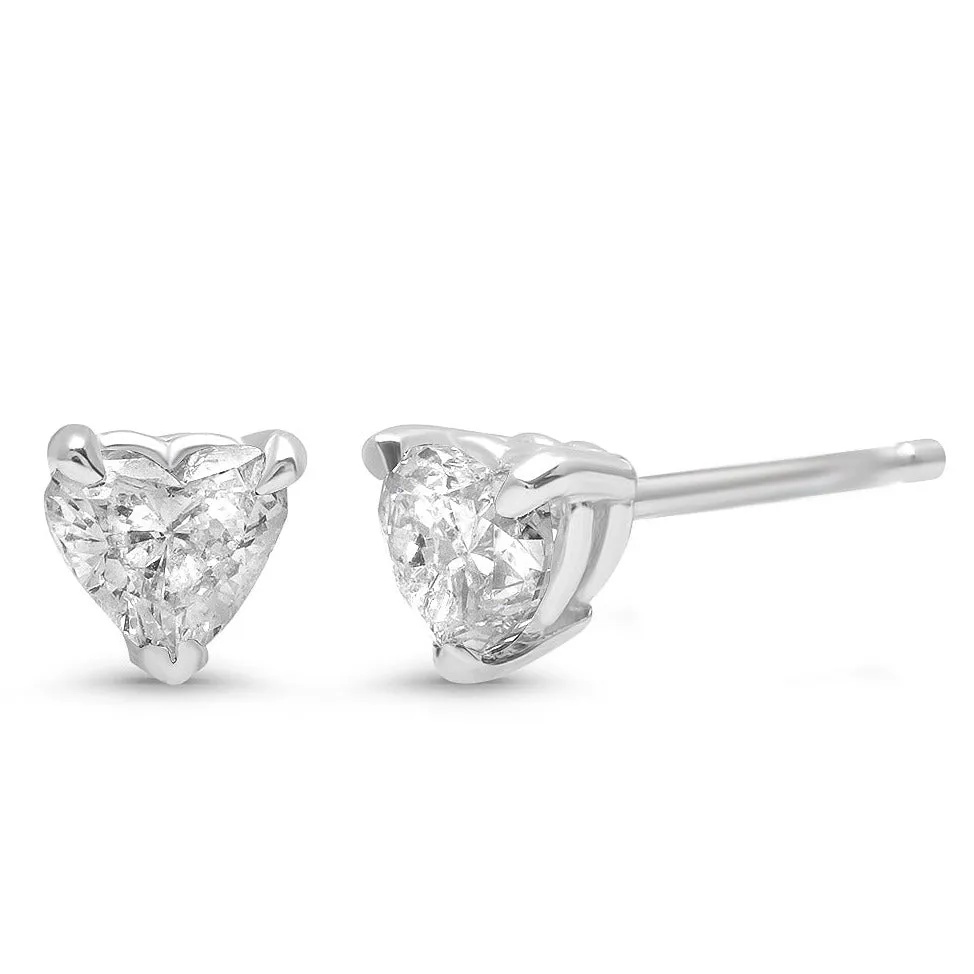 Diamond Heart Stud Earrings