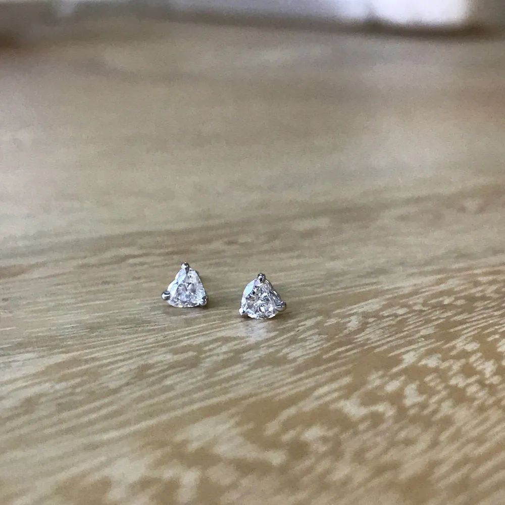 Diamond Heart Stud Earrings