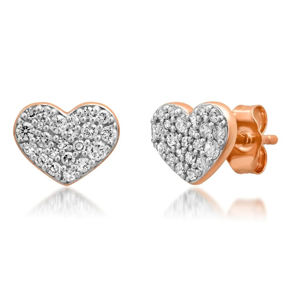 Diamond Smushed Heart Stud Earrings