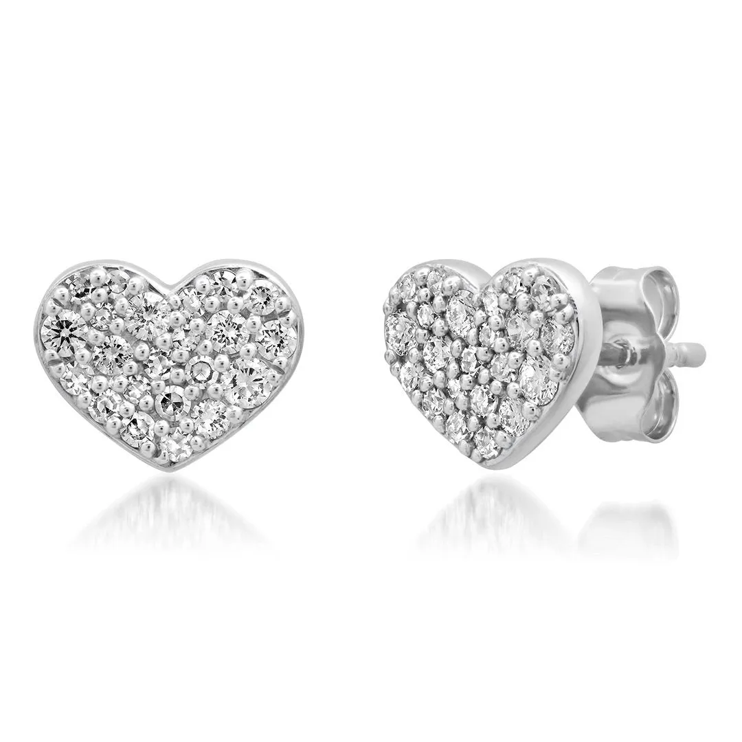 Diamond Smushed Heart Stud Earrings