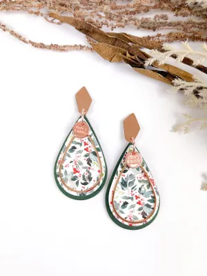 Double Teardrop Christmas Floral Drops