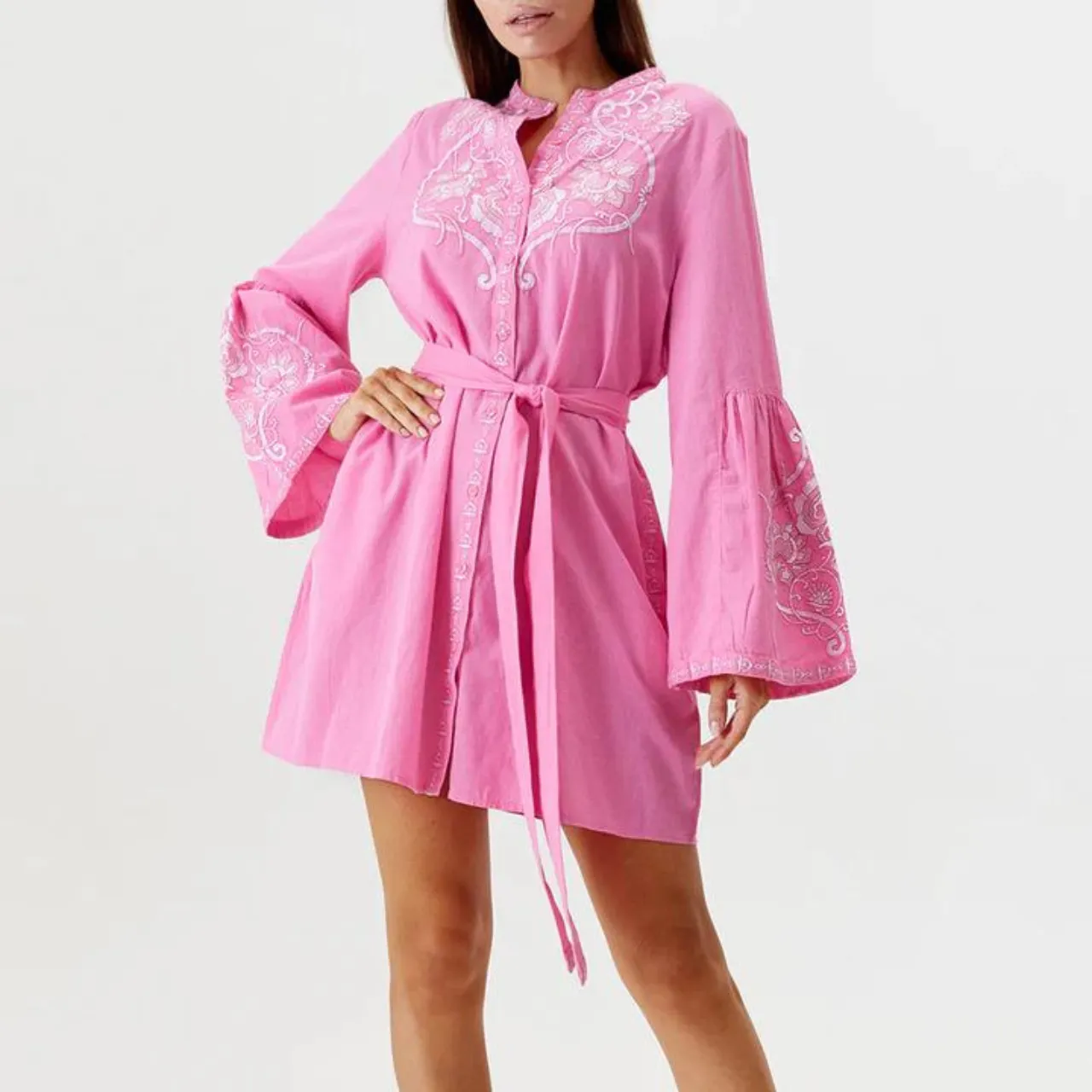 Everly Pink/White Kaftan