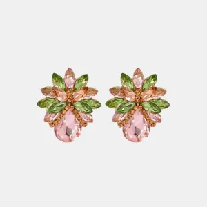 Flower Shape Glass Stone Stud Earrings