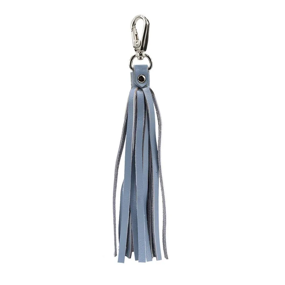 Fringe Power Leather Bag Charm-Serenity/Silver