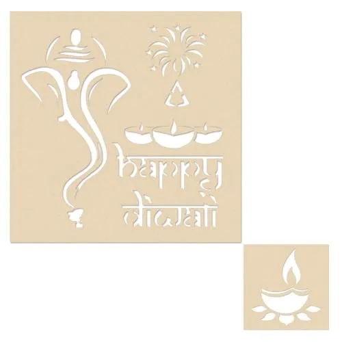 Ganesha Design Diwali Rangoli Wooden Stencil Art Premium Diwali Rangoli Powder Sand Pen Rang for Navratri,Pongal,Pooja,Mandir,Onam,Marriage Rangoli Making Tools Kit Diwali Decoration