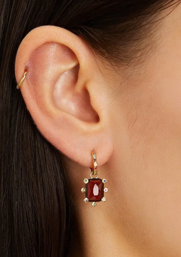 Garnet Genie Charm Earring