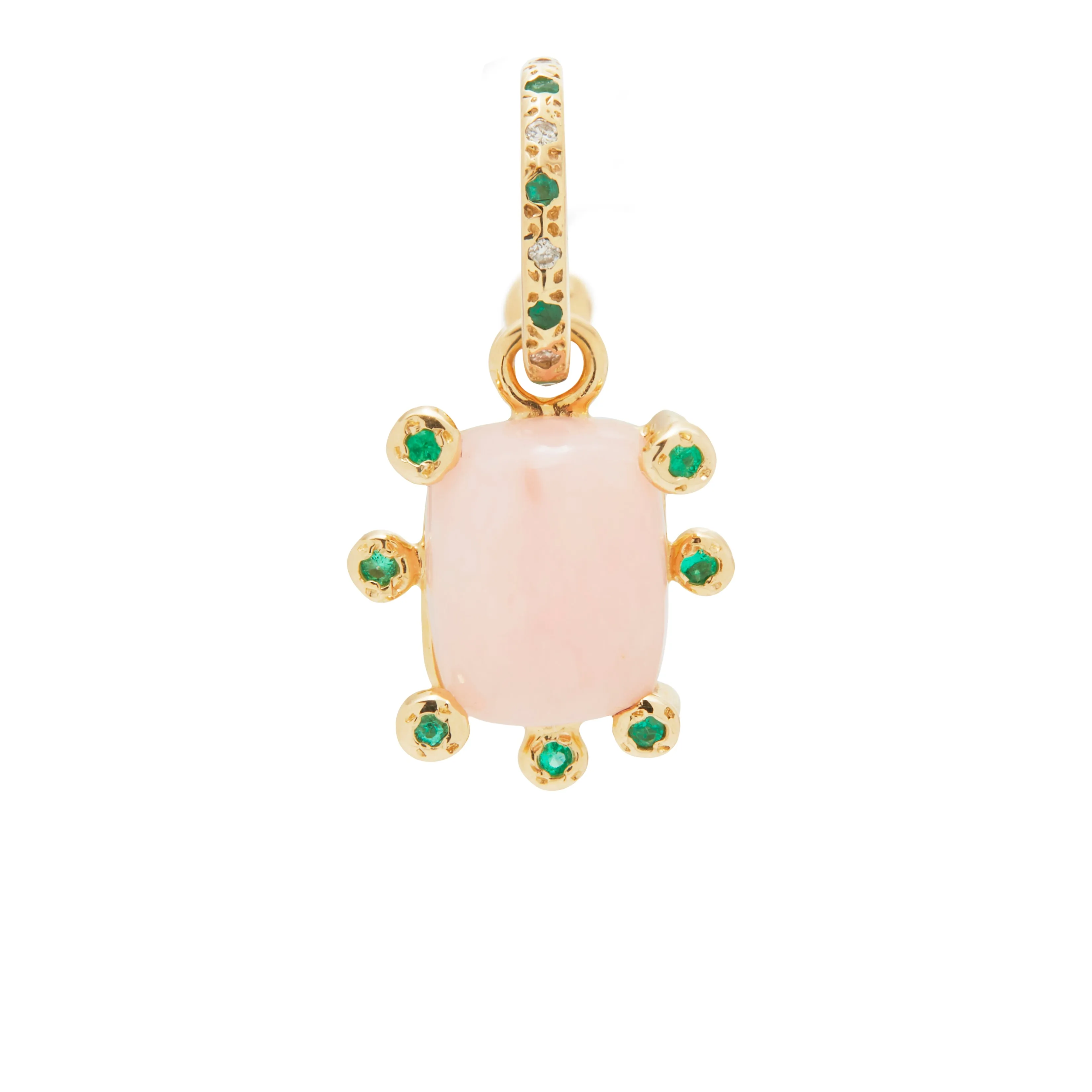 Genie Charm with Pink Opal and Emeralds