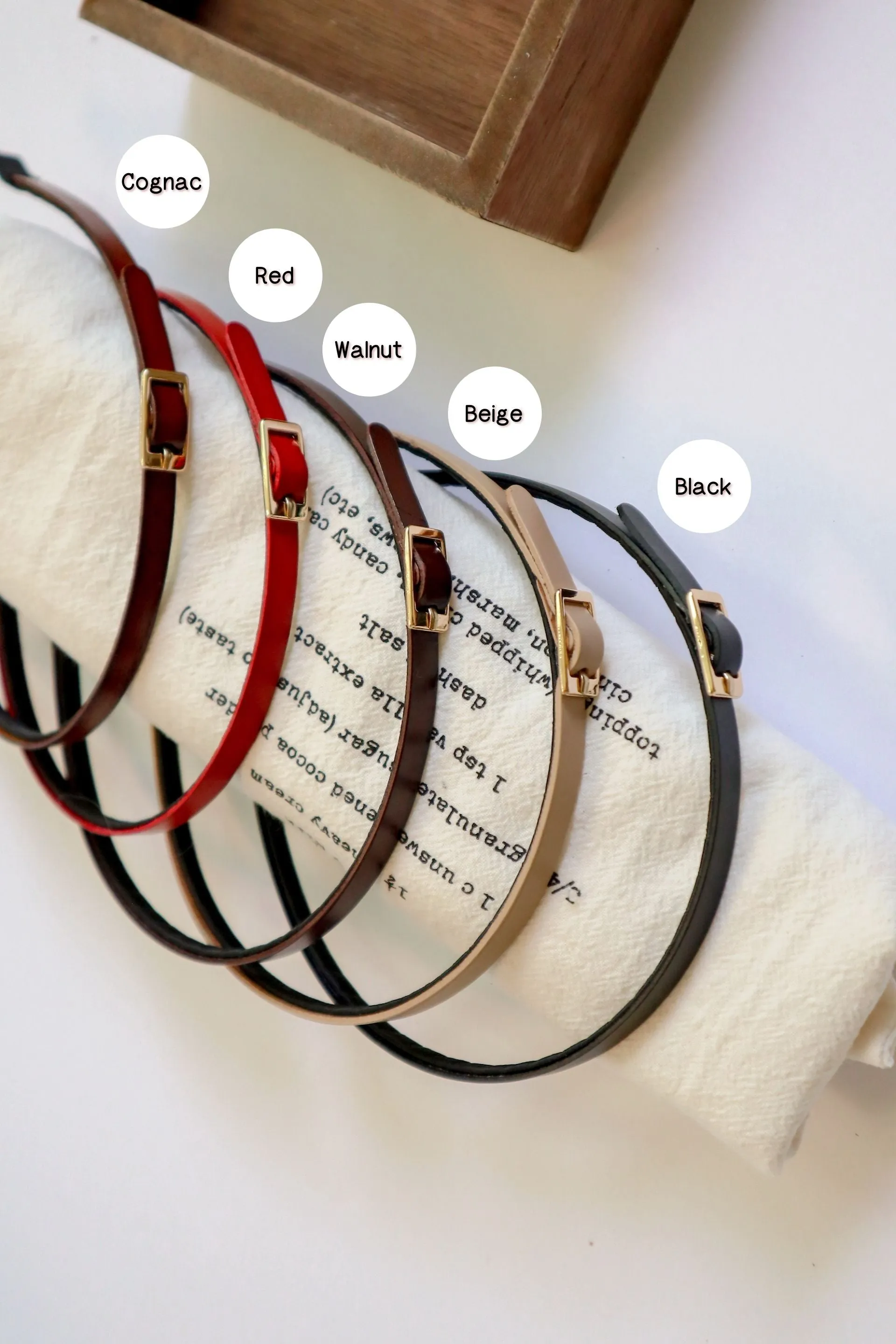 Genuine Leather Thin Belt Clip Ornament Handmade Comfy Headband(5 Colors)